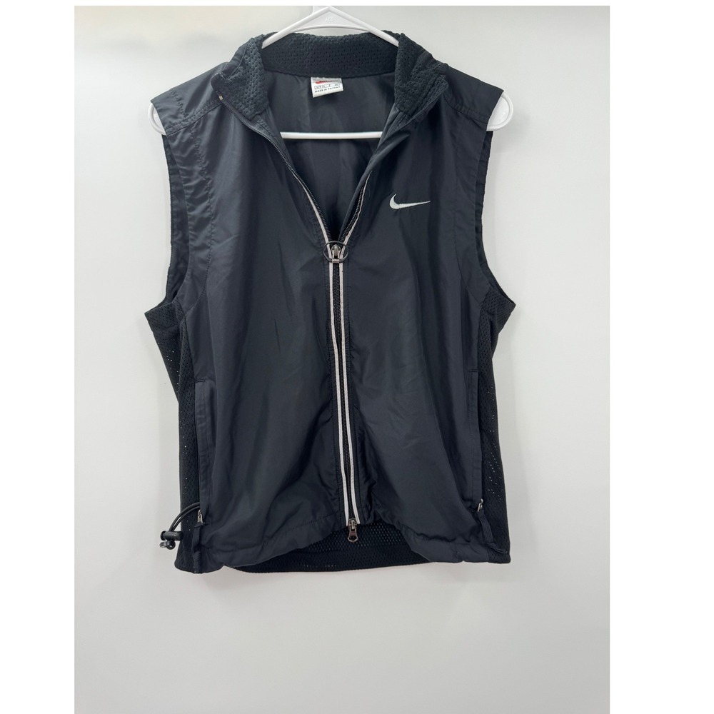 Nike Women Black Mesh Back Running Vest Full Zip Reflective Small